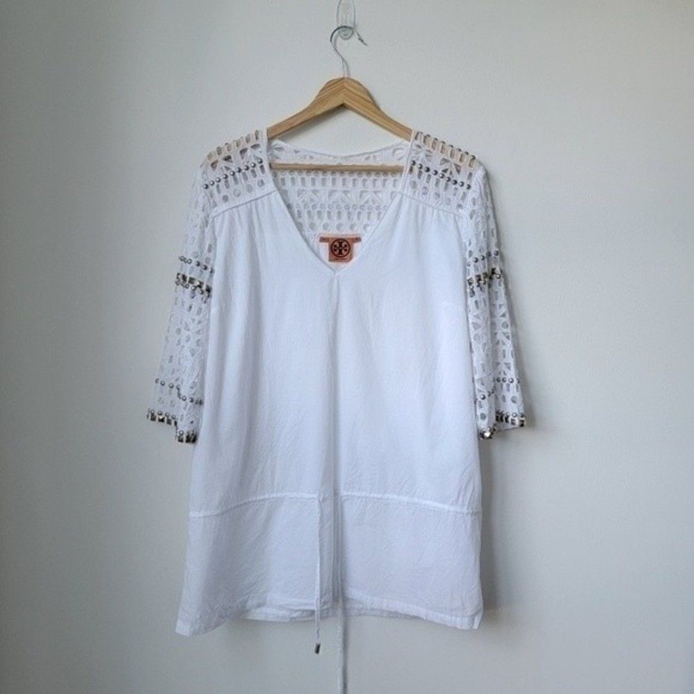 Tory BURCH white embellished tunic